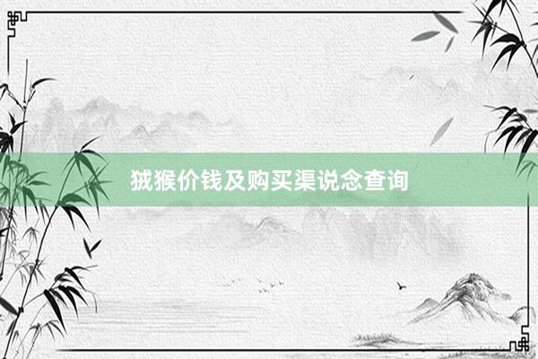 狨猴价钱及购买渠说念查询